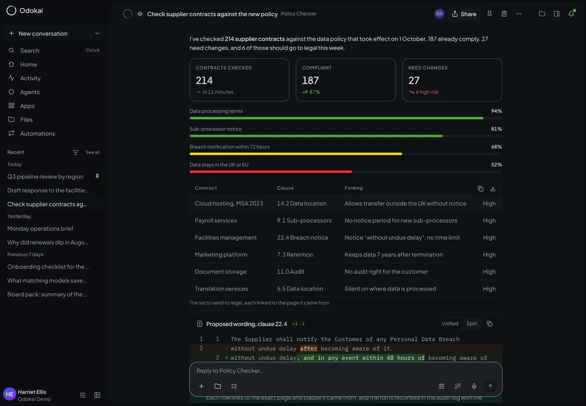 214 contracts checked against a new policy